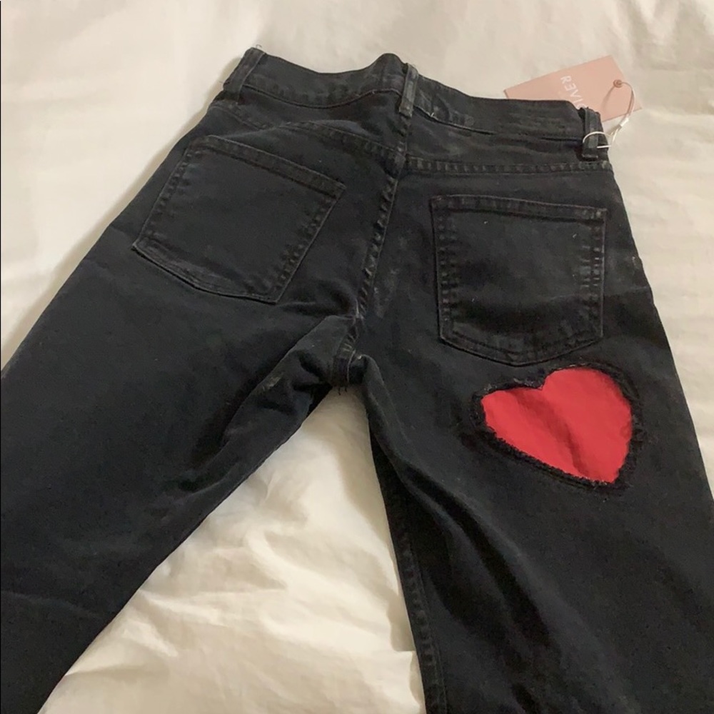 Revice black jeans with red ❤️